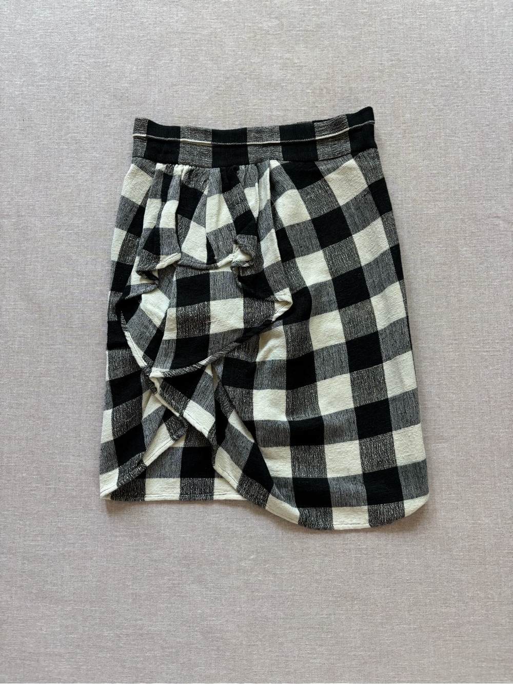 WHiT black & white draped ruffled subversive gingham plaid silk skirt